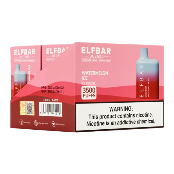 BUY 1 GET 1 FREE Watermelon Ice Elf Bar 3500 | Vape Amazon India EBDESIGN