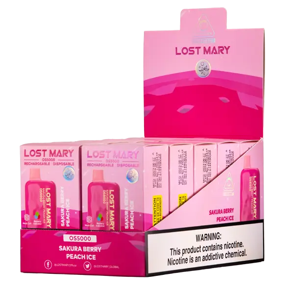 BUY 1 GET 1 FREE Sakura Berry Peach Ice Lost Mary OS5000 | Vape Amazon India Lost Mary