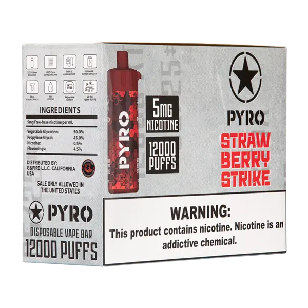 BUY 1 GET 1 FREE Strawberry Strike PYRO 12000 | Vape Amazon India Pyro